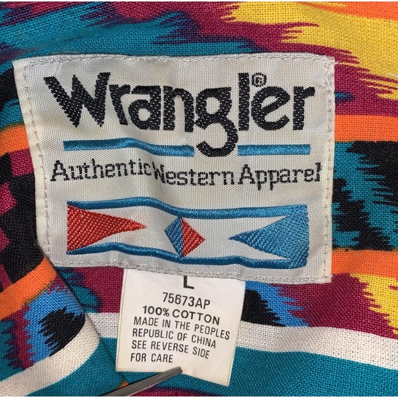 WRANGLER Women's Western Vintage Shirt Aztec Native American Authentic Sz L - Picture 7 of 7